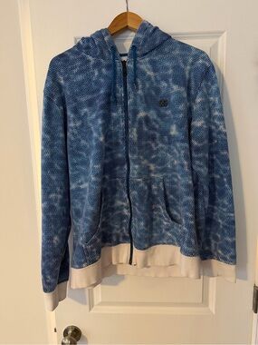 DC Blue and White Zip-Up Hoodie Sweater